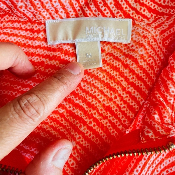 Michael Kors, orange and cream swirl sleeveless zip up top size medium - Picture 8 of 12